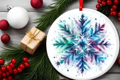 Snow Flake Christmas Round Cute Ornament Sublimation Product Image 1