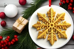 Snow Flake Christmas Round Cute Ornament Sublimation Product Image 1