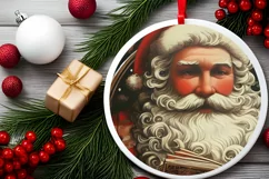 Christmas Round Santa Animal Ornament Sublimation Product Image 1