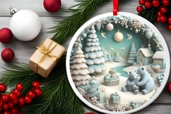 Christmas Round Bears Ornament Sublimation Product Image 1