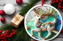 Christmas Round Reindeer Ornament Sublimation Product Image 1