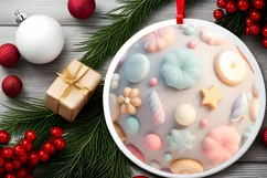 Christmas Round Cute Animal Ornament Sublimation Product Image 2