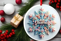 Snow Flake Christmas Round Cute Ornament Sublimation Product Image 1