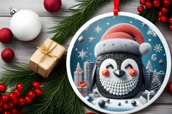 Christmas Round Cute Ornament Sublimation Product Image 1