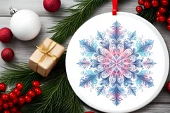 Snow Flake Christmas Round Cute Ornament Sublimation Product Image 1