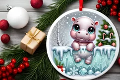 Round Christmas Ornament Sublimation|Clipart Product Image 1