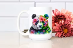 Vibrant Panda with Flowers, PNG Product Image 2