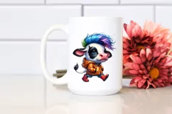 Dancing Baby Cow with Goofy Expression, Watercolor PNG Product Image 2
