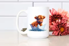 Nautical Baby Highland Cow PNG Product Image 2