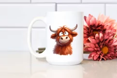 Expressive Funny Baby Face Highland Cow PNG Product Image 2