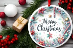 Round Christmas Ornament Sublimation|Clipart Product Image 2