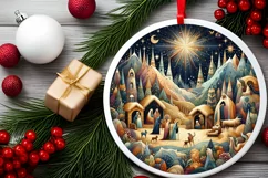 Round Christmas Ornament Sublimation|Clipart Product Image 2