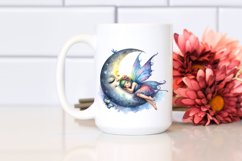 Napping Fairy Watercolor Clipart Product Image 2