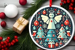 Round Christmas Ornament Sublimation|Clipart Product Image 1