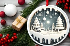 Round Christmas Ornament Sublimation|Clipart Product Image 2