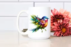 Vibrant Bird with Flowers, PNG Product Image 2