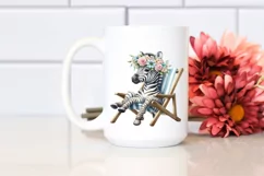 Watercolor Zebra Adorned with Flowers sitting on Beach Chair Product Image 2
