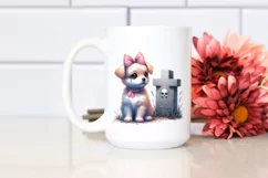Vibrant Baby Dog with Grave | Sublimation Clipart Product Image 2