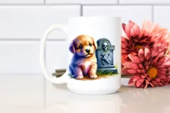 Vibrant Baby Dog with Grave | Sublimation Clipart Product Image 2