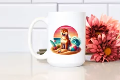 Beach Shiba Inu Sunset | Sublimation Clipart Product Image 2