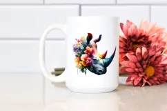 Vibrant Watercolor Artistic Rhino Clipart Product Image 2
