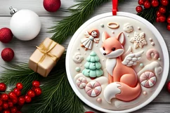 Round Christmas Ornament Sublimation|Clipart Product Image 2