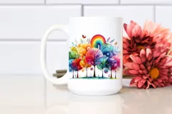 Vibrant Rainbow Trees Watercolor PNG Product Image 2