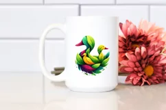 Vibrant Duck with Flowers, PNG Product Image 2
