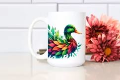 Vibrant Duck with Flowers, PNG Product Image 2