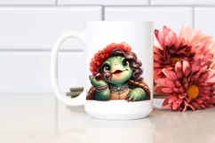 Funny Cute Turtle Portrait | Watercolor Clipart Product Image 2