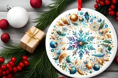Round Christmas Ornament Sublimation|Clipart Product Image 2