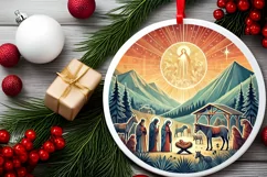 Round Christmas Ornament Sublimation|Clipart Product Image 1