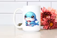 Colorful Baby Shark Cuddling | Sublimation | Clipart Product Image 2