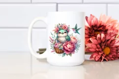 Cute Baby Hummingbird with Peonies | Clipart Product Image 2