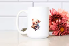 Cute Baby Pig Playing Rugby on Moon | Sublimation Clipart Product Image 2
