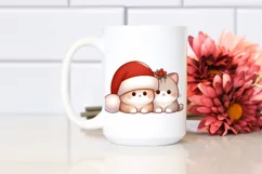 Cute Christmas Cat with Santa Hat PNG Product Image 2