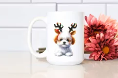 Bichon Frise with Reindeer Horns, Transparent PNG Product Image 2