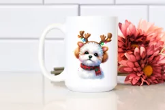 Bichon Frise with Reindeer Horns, Transparent PNG Product Image 2