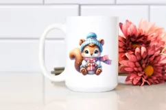 Cute Baby Squirrel in Winter Clothes PNG Product Image 2