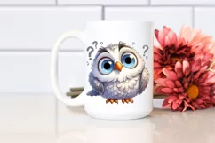 Confused Funny Owl Watercolor Clipart Product Image 2