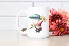 Watercolor Cheerful Gnome Parachute Clipart Product Image 2