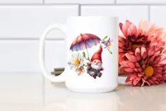 Watercolor Cheerful Gnome Parachute Clipart Product Image 2