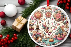 Round Christmas Ornament Sublimation|Clipart Product Image 2