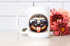 sunglasses Sloth Portrait | Watercolor Clipart Product Image 2