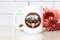 sunglasses Sloth Portrait | Watercolor Clipart Product Image 2