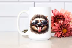 sunglasses Sloth Portrait | Watercolor Clipart Product Image 2