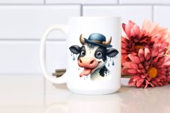 tongue Cow Portrait | Watercolor Clipart Product Image 2