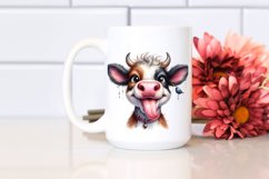 tongue Cow Portrait | Watercolor Clipart Product Image 2