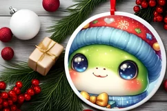 Cute Baby Frog Winter Gift Box PNG Product Image 2