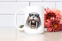 sunglasses Walrus Portrait | Watercolor Clipart Product Image 2